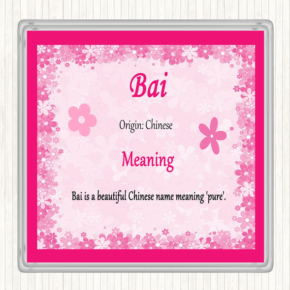 Bai Name Meaning Drinks Mat Coaster Pink