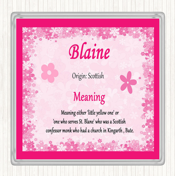 Blaine Name Meaning Drinks Mat Coaster Pink