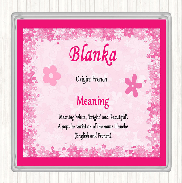 Blanka Name Meaning Drinks Mat Coaster Pink