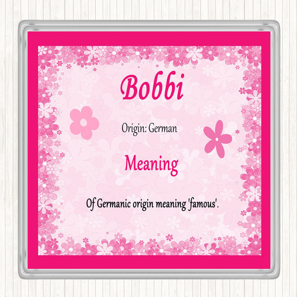 Bobbi Name Meaning Drinks Mat Coaster Pink