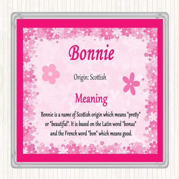 Bonnie Name Meaning Drinks Mat Coaster Pink