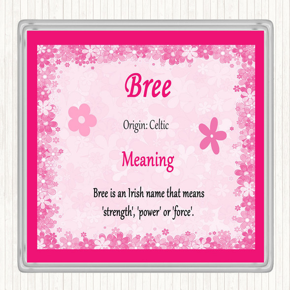 Bree Name Meaning Drinks Mat Coaster Pink