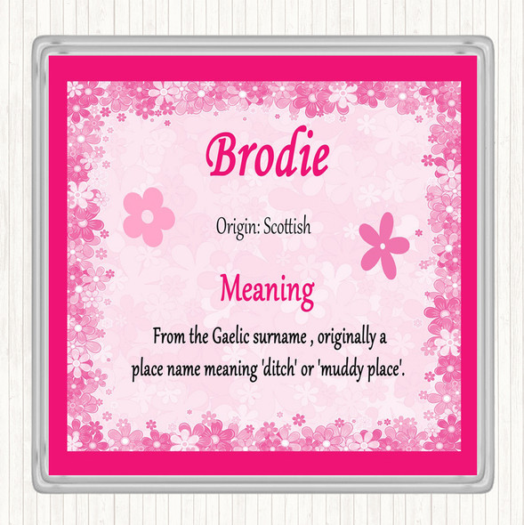 Brodie Name Meaning Pink Certificate The Card Zoo