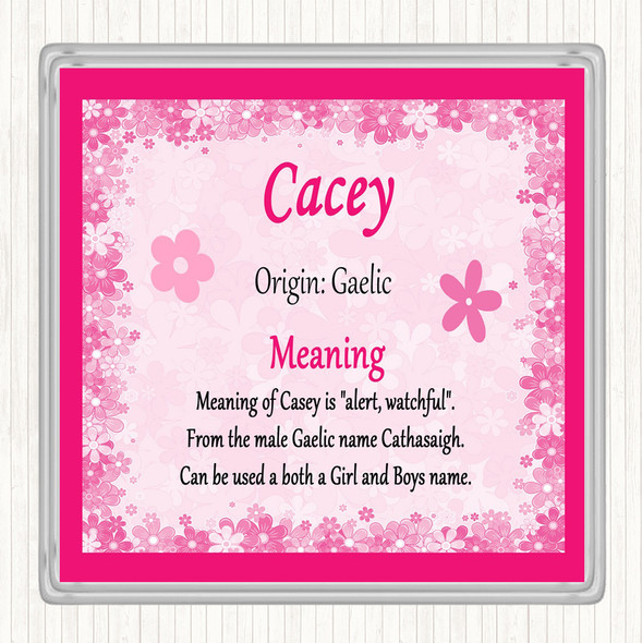 Cacey Name Meaning Drinks Mat Coaster Pink