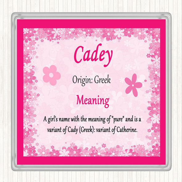 Cadey Name Meaning Drinks Mat Coaster Pink