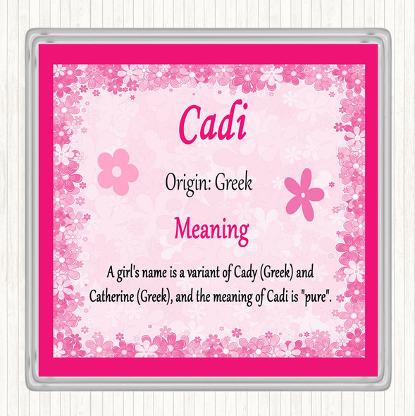 Cadi Name Meaning Drinks Mat Coaster Pink