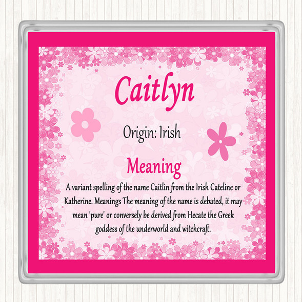 Caitlyn Name Meaning Drinks Mat Coaster Pink