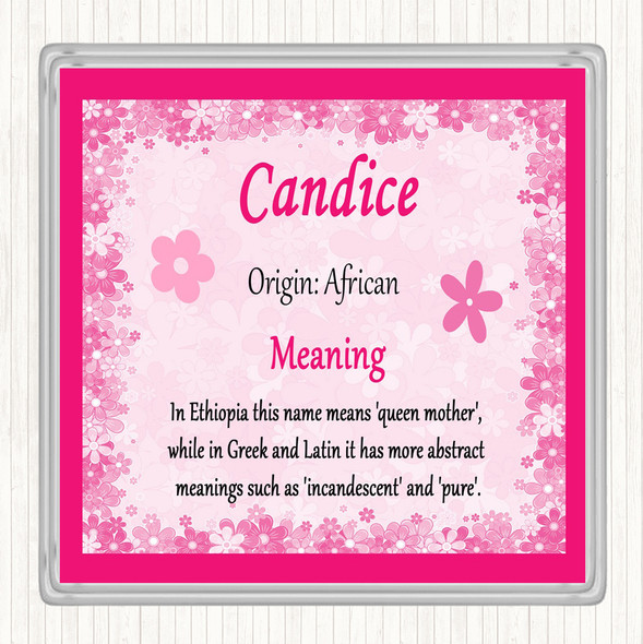 Candice Name Meaning Drinks Mat Coaster Pink