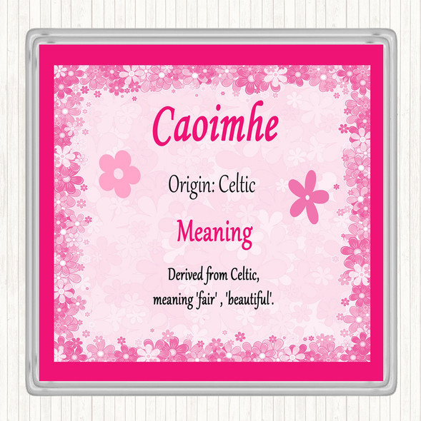 Caoimhe Name Meaning Drinks Mat Coaster Pink