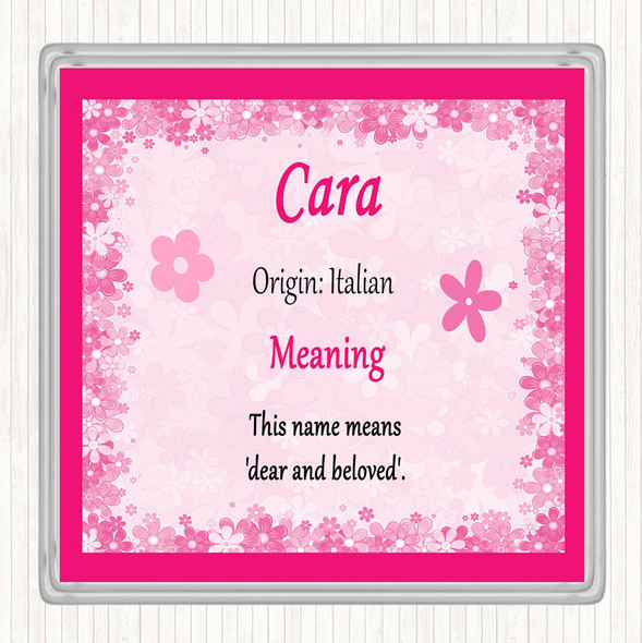 Cara Name Meaning Drinks Mat Coaster Pink