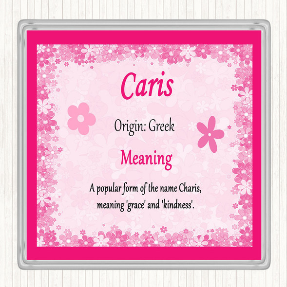 Caris Name Meaning Drinks Mat Coaster Pink