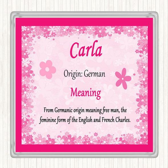 Carla Name Meaning Drinks Mat Coaster Pink