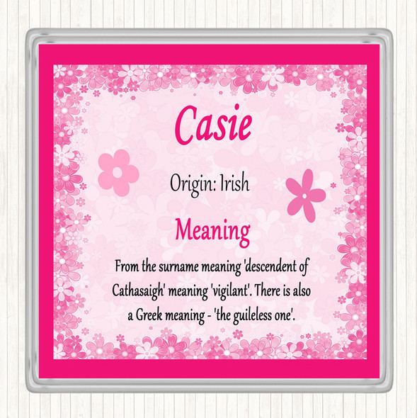 Casie Name Meaning Drinks Mat Coaster Pink