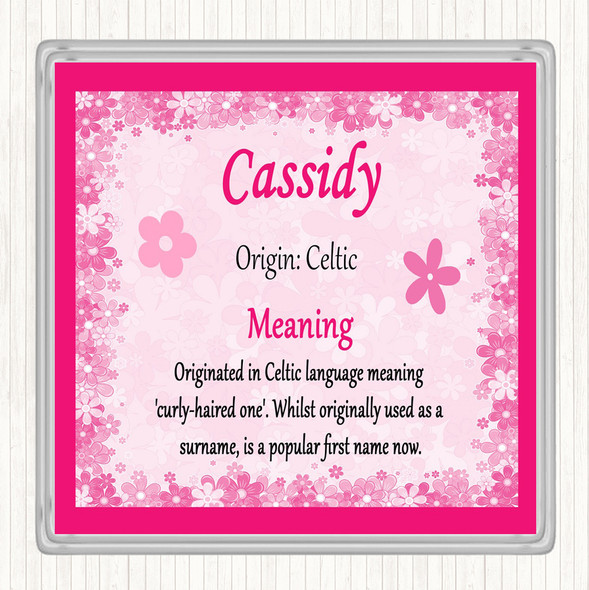 Cassidy Name Meaning Drinks Mat Coaster Pink