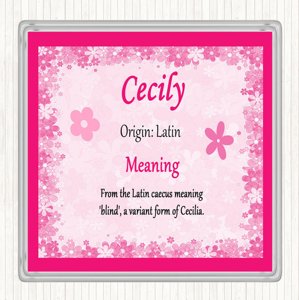 Cecily Name Meaning Drinks Mat Coaster Pink