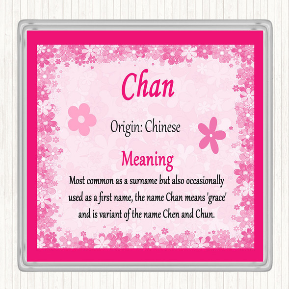 Chan Name Meaning Drinks Mat Coaster Pink