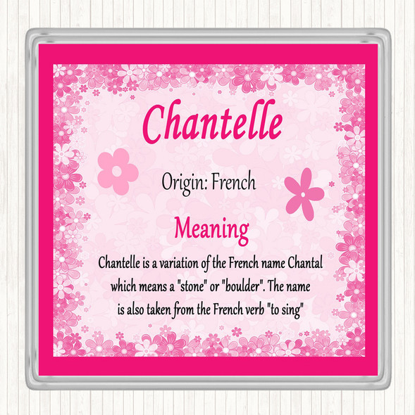 Chantelle Name Meaning Drinks Mat Coaster Pink