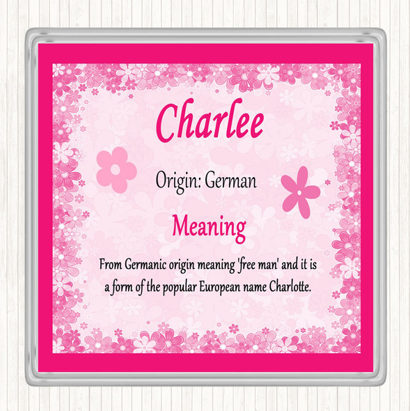 Charlee Name Meaning Drinks Mat Coaster Pink