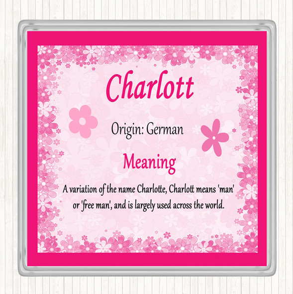 Charlott Name Meaning Drinks Mat Coaster Pink