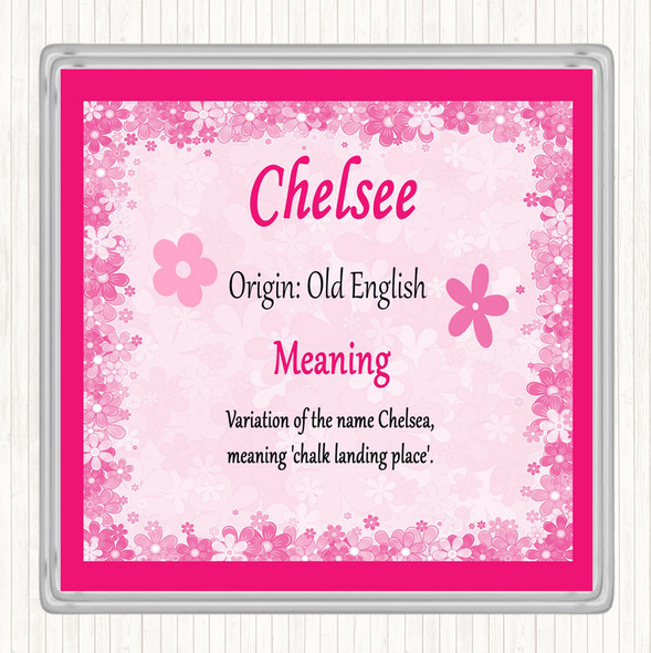 Chelsee Name Meaning Drinks Mat Coaster Pink