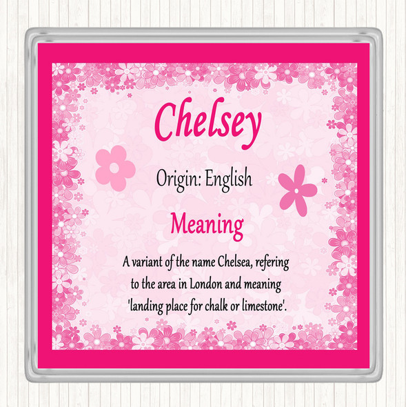 Chelsey Name Meaning Drinks Mat Coaster Pink