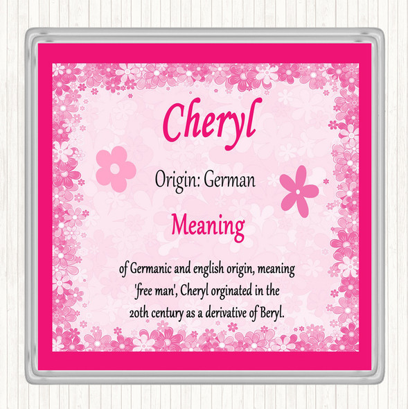 Cheryl Name Meaning Drinks Mat Coaster Pink