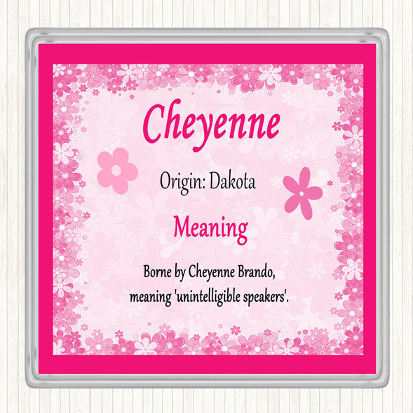 Cheyenne Name Meaning Drinks Mat Coaster Pink