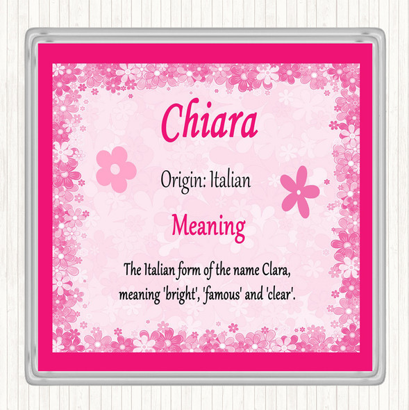 Chiara Name Meaning Drinks Mat Coaster Pink