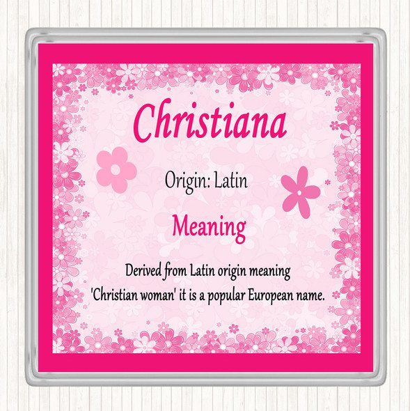 Christiana Name Meaning Drinks Mat Coaster Pink