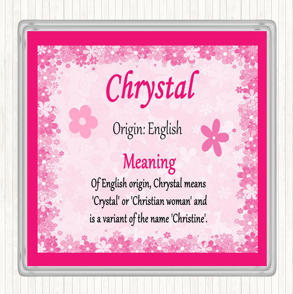 Chrystal Name Meaning Drinks Mat Coaster Pink