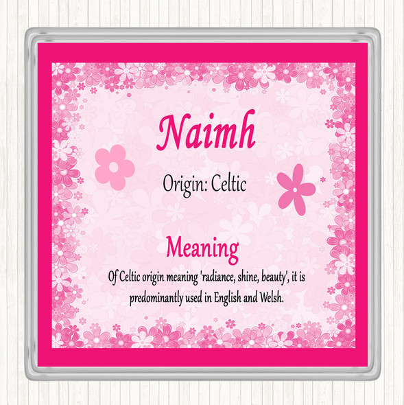 Naimh Name Meaning Drinks Mat Coaster Pink