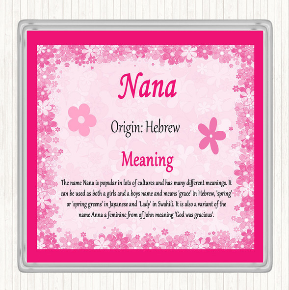 nana Name Meaning Drinks Mat Coaster Pink