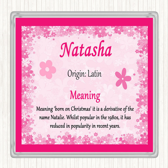 Natasha Name Meaning Drinks Mat Coaster Pink