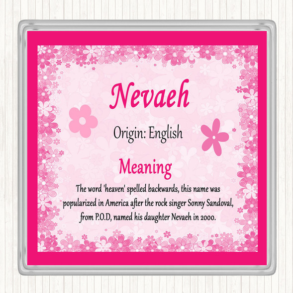 Nevaeh Name Meaning Drinks Mat Coaster Pink