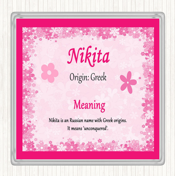 Nikita Name Meaning Drinks Mat Coaster Pink