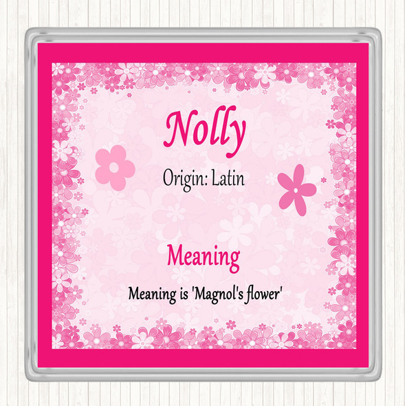 Nolly Name Meaning Drinks Mat Coaster Pink