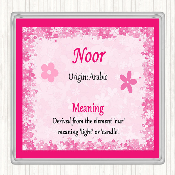 Noor Name Meaning Drinks Mat Coaster Pink