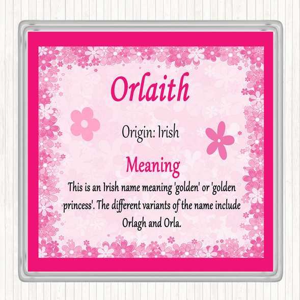 Orlaith Name Meaning Drinks Mat Coaster Pink