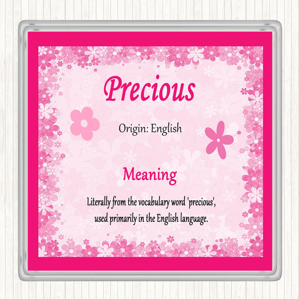 Precious Name Meaning Drinks Mat Coaster Pink