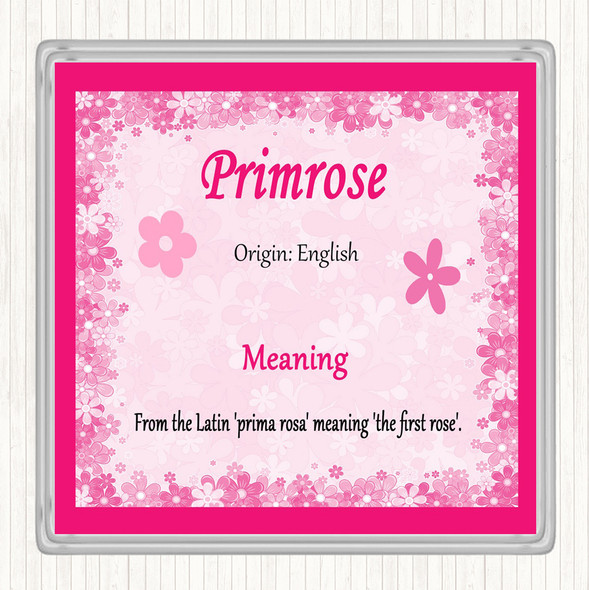 Primrose Name Meaning Drinks Mat Coaster Pink