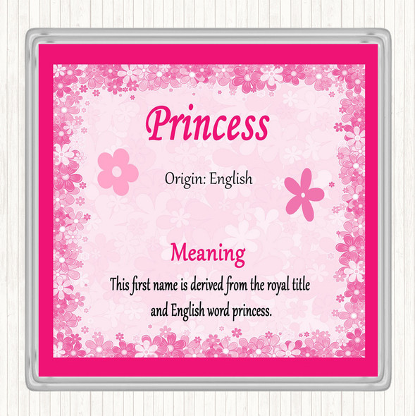 Princess Name Meaning Drinks Mat Coaster Pink