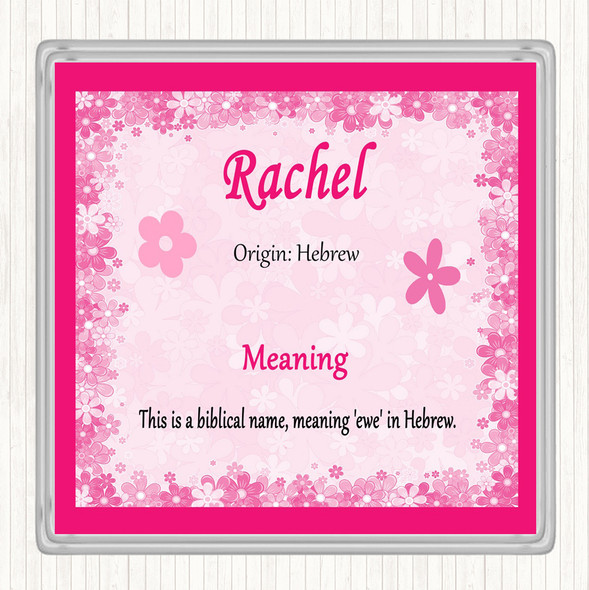 Rachel Name Meaning Drinks Mat Coaster Pink