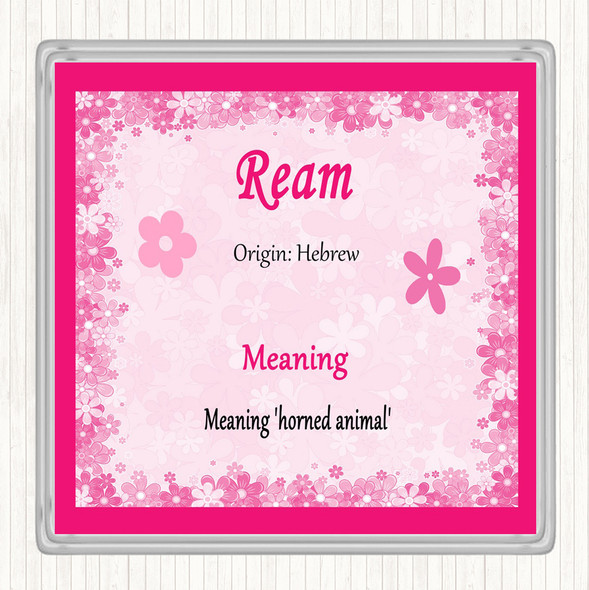 Ream Name Meaning Drinks Mat Coaster Pink