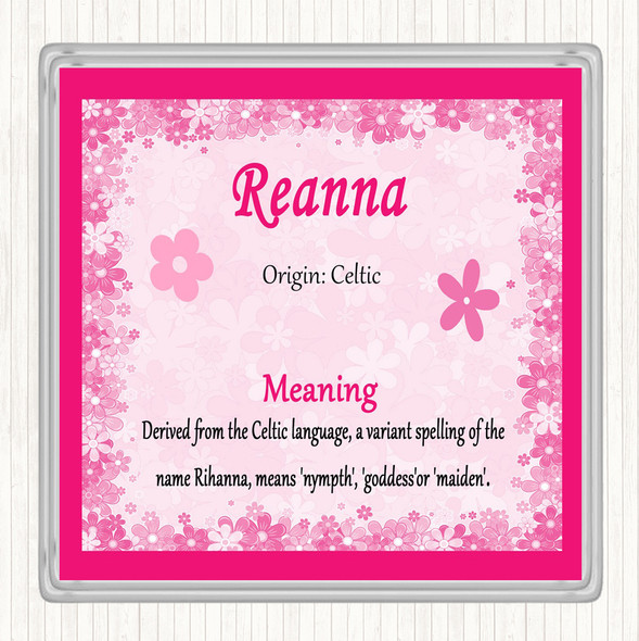 Reanna Name Meaning Drinks Mat Coaster Pink