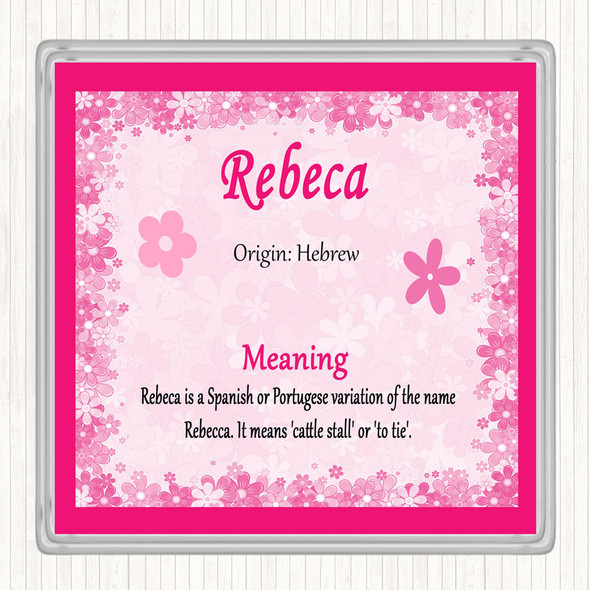 Rebeca Name Meaning Drinks Mat Coaster Pink