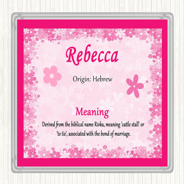 Rebecca Name Meaning Drinks Mat Coaster Pink