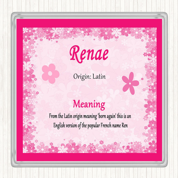 Renae Name Meaning Drinks Mat Coaster Pink