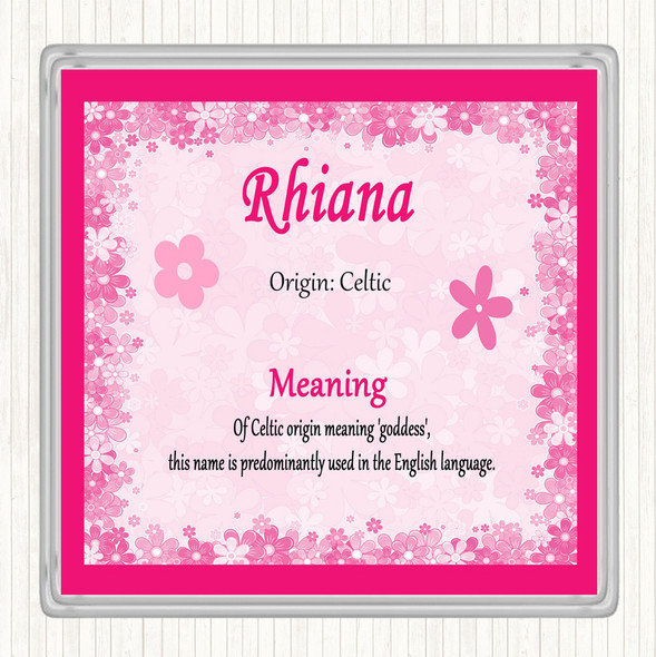 Rhiana Name Meaning Drinks Mat Coaster Pink