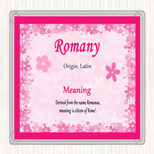 Romany Name Meaning Drinks Mat Coaster Pink