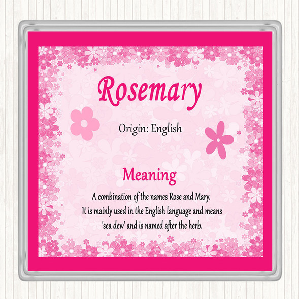 Rosemary Name Meaning Drinks Mat Coaster Pink